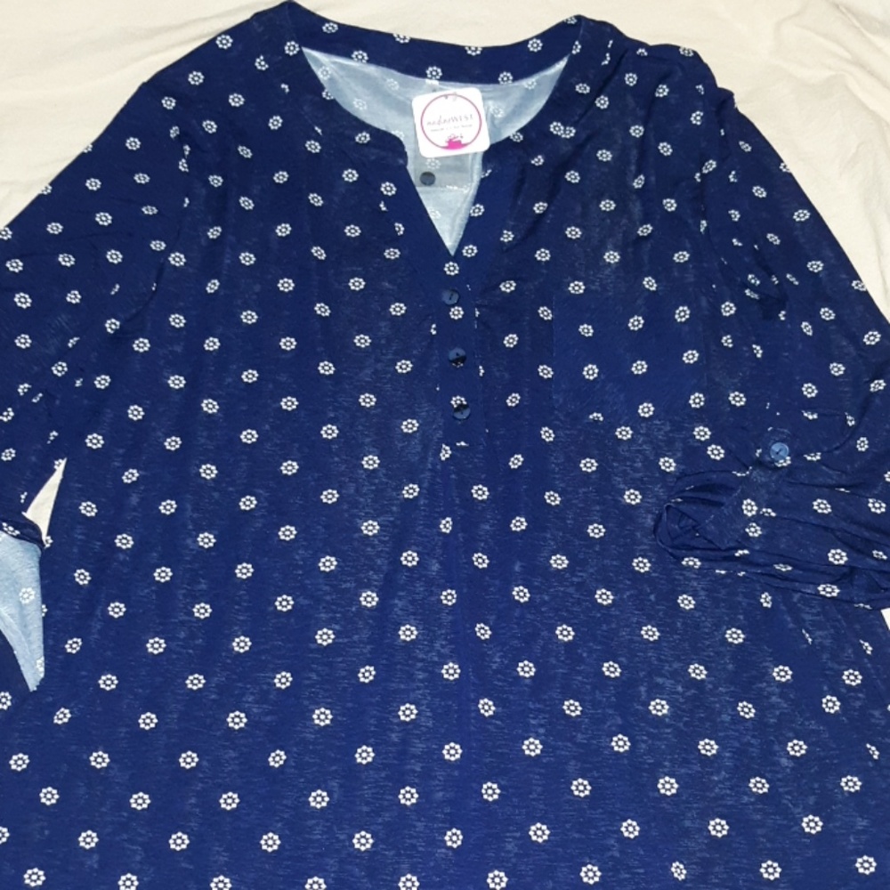 Blue and white shirt woman